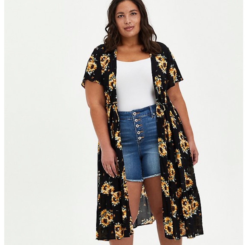 Torrid Black Sunflower Kimono 4x